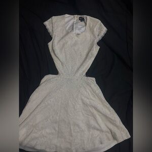 Sequin Hearts Elegant White Lace cut out sides and open lower back Dress